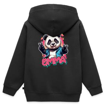 EMMA - Beautiful girl name with cool panda - Kids Premium Organic Zip-up Hoodie - black - Back - AI Model Kid Male (0cm)