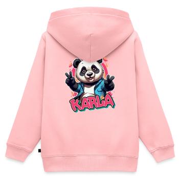 KARLA - Schöner Mädchen Name mit coolem Panda - Kinder Premium Organic Zip Hoodie - Rosa - Hinten - AI Model Kid Female (0cm)