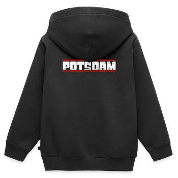 Potsdam - Sweat Premium à capuche zippé enfant bio - noir - Dos - AI Model Kid Male (0cm)