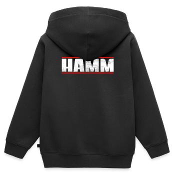 Hamm - Kinder Premium Organic Zip Hoodie - Schwarz - Hinten - AI Model Kid Male (0cm)