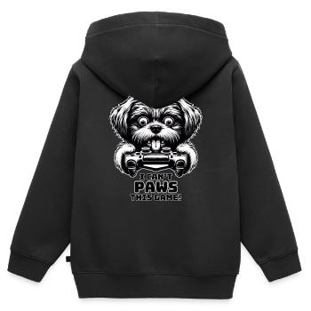 Crazy Shih Tsu chien gamefreak gamers - Sweat Premium à capuche zippé enfant bio - noir - Dos - AI Model Kid Male (0cm)