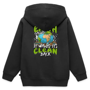 Umweltschutz Umweltschützer - Kinder Premium Organic Zip Hoodie - Schwarz - Hinten - AI Model Kid Male (0cm)