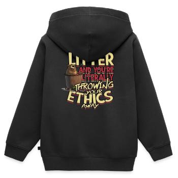 Environmental Protection Environmentalist Climate Protection - Kids Premium Organic Zip-up Hoodie - black - Back - AI Model Kid Male (0cm)