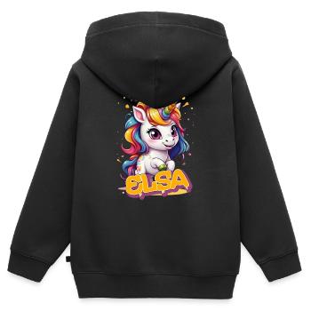 ELSA - Schöner Mädchen Name mit süßem Einhorn - Kinder Premium Organic Zip Hoodie - Schwarz - Hinten - AI Model Kid Male (0cm)