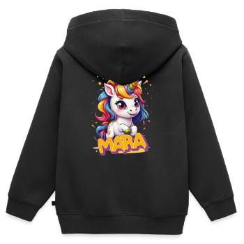 MARA - Schöner Mädchen Name mit süßem Einhorn - Kinder Premium Organic Zip Hoodie - Schwarz - Hinten - AI Model Kid Male (0cm)