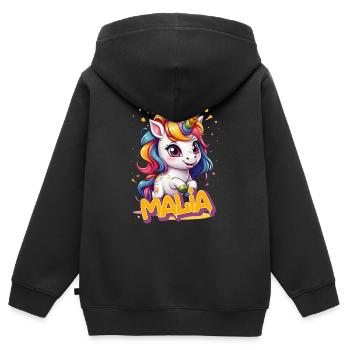 MALIA - Schöner Mädchen Name mit süßem Einhorn - Kinder Premium Organic Zip Hoodie - Schwarz - Hinten - AI Model Kid Male (0cm)