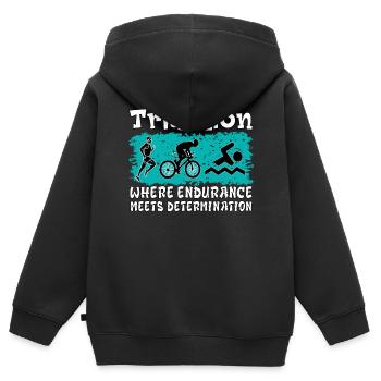 Triathlon. Perseverance, Determination, Sport, Nice - Kids Premium Organic Zip-up Hoodie - black - Back - AI Model Kid Male (0cm)