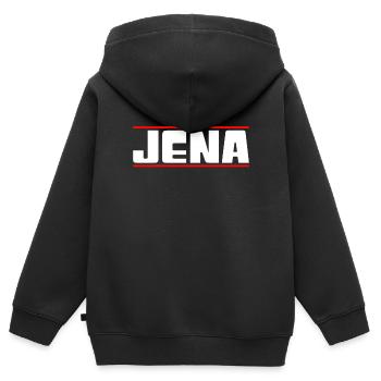 Jena - Kinder Premium Organic Zip Hoodie - Schwarz - Hinten - AI Model Kid Male (0cm)