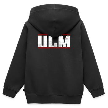 Ulm - Sweat Premium à capuche zippé enfant bio - noir - Dos - AI Model Kid Male (0cm)