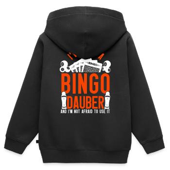 Joueur de bingo J’ai un bingo - Sweat Premium à capuche zippé enfant bio - noir - Dos - AI Model Kid Male (0cm)