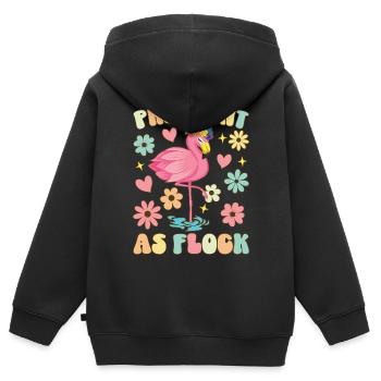 Schwanger als Schwarm Groovy Flamingo Schwangersch - Kinder Premium Organic Zip Hoodie - Schwarz - Hinten - AI Model Kid Male (0cm)