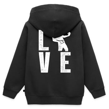 LOVE Air Guitar Air Guitariste - Sweat Premium à capuche zippé enfant bio - noir - Dos - AI Model Kid Male (0cm)