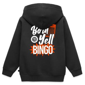 Joueur de bingo né pour crier Bingo - Sweat Premium à capuche zippé enfant bio - noir - Dos - AI Model Kid Male (0cm)