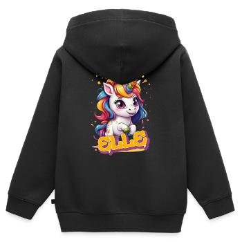 ELLE - Schöner Mädchen Name mit süßem Einhorn - Kinder Premium Organic Zip Hoodie - Schwarz - Hinten - AI Model Kid Male (0cm)