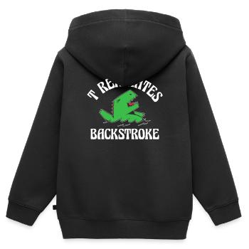 T Rex déteste la paléontologie des dinosaures sur le dos - Sweat Premium à capuche zippé enfant bio - noir - Dos - AI Model Kid Male (0cm)