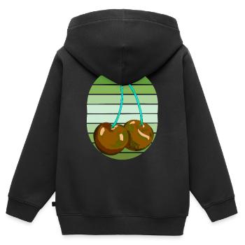Rockabilly Rétro Vintage Cerises - Sweat Premium à capuche zippé enfant bio - noir - Dos - AI Model Kid Male (0cm)
