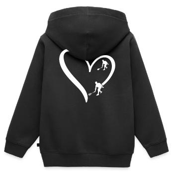 Coeur de squash Silhouette de joueur de squash Squash - Sweat Premium à capuche zippé enfant bio - noir - Dos - AI Model Kid Male (0cm)