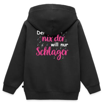 Schlager Tshirt Femme Schlager Party Costume Party - Sweat Premium à capuche zippé enfant bio - noir - Dos - AI Model Kid Male (0cm)