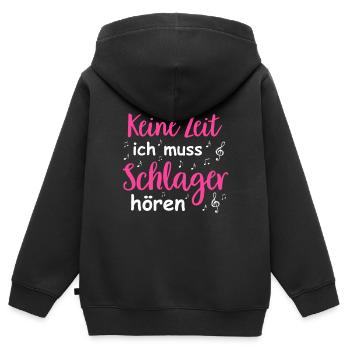 Schlager Tshirt Femme Schlager Party Costume Party - Sweat Premium à capuche zippé enfant bio - noir - Dos - AI Model Kid Male (0cm)