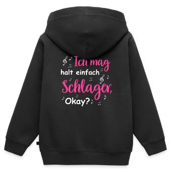 Schlager Tshirt Femme Schlager Party Costume Party - Sweat Premium à capuche zippé enfant bio - noir - Dos - AI Model Kid Male (0cm)