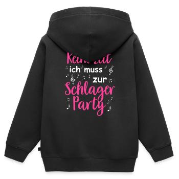 Schlager Tshirt Femme Schlager Party Costume Party - Sweat Premium à capuche zippé enfant bio - noir - Dos - AI Model Kid Male (0cm)