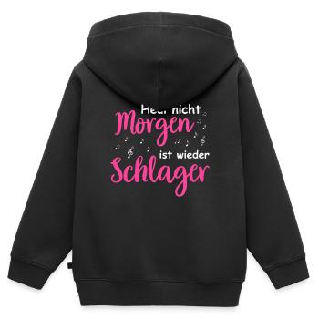 Schlager Tshirt Femme Schlager Party Costume Party - Sweat Premium à capuche zippé enfant bio - noir - Dos - AI Model Kid Male (0cm)
