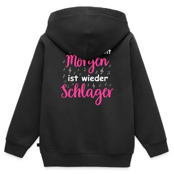 Schlager Tshirt Femme Schlager Party Costume Party - Sweat Premium à capuche zippé enfant bio - noir - Dos - AI Model Kid Male (0cm)