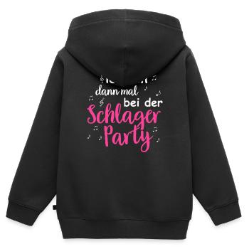 Schlager Tshirt Femme Schlager Party Costume Party - Sweat Premium à capuche zippé enfant bio - noir - Dos - AI Model Kid Male (0cm)