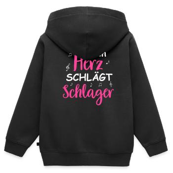 Schlager Tshirt Femme Schlager Party Costume Party - Sweat Premium à capuche zippé enfant bio - noir - Dos - AI Model Kid Male (0cm)