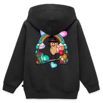 Erdnuss Erdnüsse Regenbogen Herzen Geburtstag - Kinder Premium Organic Zip Hoodie - Schwarz - Hinten - AI Model Kid Male (0cm)