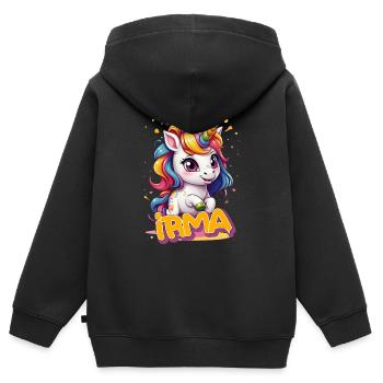 IRMA - Schöner Mädchen Name mit süßem Einhorn - Kinder Premium Organic Zip Hoodie - Schwarz - Hinten - AI Model Kid Male (0cm)
