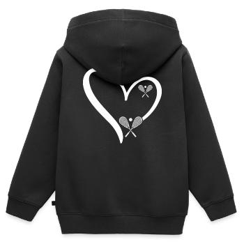 Squash Heart Raquettes de squash Joueur de squash - Sweat Premium à capuche zippé enfant bio - noir - Dos - AI Model Kid Male (0cm)