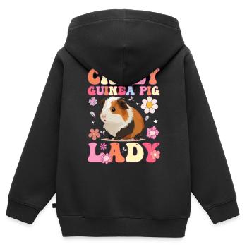 Cochon d’Inde fou Lady Groovy Cochon d’Inde - Sweat Premium à capuche zippé enfant bio - noir - Dos - AI Model Kid Male (0cm)