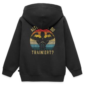 T-shirt de gymnastique drôle de remise en forme Gym d’entraînement - Sweat Premium à capuche zippé enfant bio - noir - Dos - AI Model Kid Male (0cm)