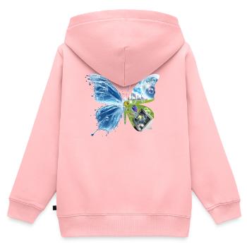 Frutiger Aero Aesthetic Papillon Poissons Informatiques - Sweat Premium à capuche zippé enfant bio - rose - Dos - AI Model Kid Female (0cm)