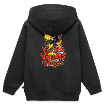 Poetry Slam Dichter Poetryslam - Kinder Premium Organic Zip Hoodie - Schwarz - Hinten - AI Model Kid Male (0cm)
