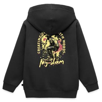 Poetry Slam Dichter Poetryslam - Kinder Premium Organic Zip Hoodie - Schwarz - Hinten - AI Model Kid Male (0cm)