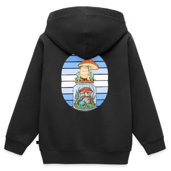 Frosch Frösche Pilze Amphibien Wald witzig - Kinder Premium Organic Zip Hoodie - Schwarz - Hinten - AI Model Kid Male (0cm)