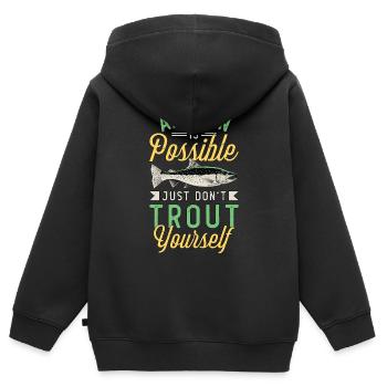 Trout Fishing Any Fin Is Possible Just Fly Fishing - Kinder Premium Organic Zip Hoodie - Schwarz - Hinten - AI Model Kid Male (0cm)