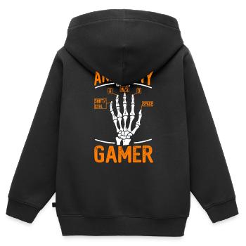 Jeux sur PC, PC Gamer, Zocker, Anatomie d’un joueur - Sweat Premium à capuche zippé enfant bio - noir - Dos - AI Model Kid Male (0cm)