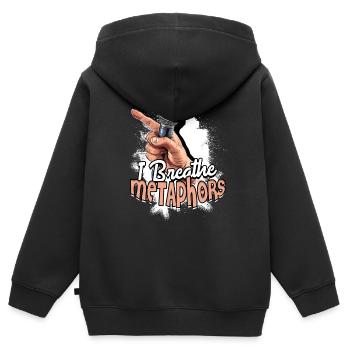 Poetry Slam Dichter - Kinder Premium Organic Zip Hoodie - Schwarz - Hinten - AI Model Kid Male (0cm)