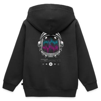 Astronaute Soundtrack space - Sweat Premium à capuche zippé enfant bio - noir - Dos - AI Model Kid Male (0cm)