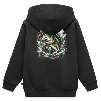 Poisson bar - Sweat Premium à capuche zippé enfant bio - noir - Dos - AI Model Kid Male (0cm)