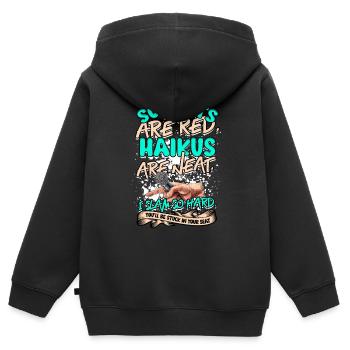 Poetry Slam Dichter Poetryslam - Kinder Premium Organic Zip Hoodie - Schwarz - Hinten - AI Model Kid Male (0cm)
