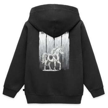 Wald Pferd Pferde Einhörner Einhorn Wildpferd - Kinder Premium Organic Zip Hoodie - Schwarz - Hinten - AI Model Kid Male (0cm)