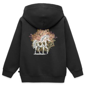 Mythologie Licornes Licorne Créatures mythiques Fable - Sweat Premium à capuche zippé enfant bio - noir - Dos - AI Model Kid Male (0cm)