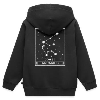 Sternzeichen Wassermann - Kinder Premium Organic Zip Hoodie - Schwarz - Hinten - AI Model Kid Male (0cm)