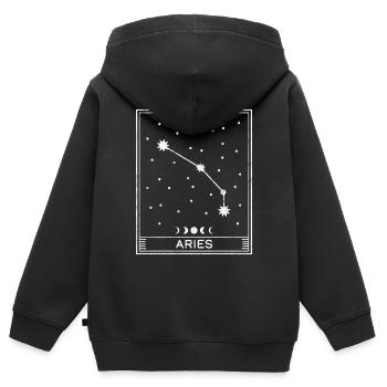 Widder Sternzeichen - Kinder Premium Organic Zip Hoodie - Schwarz - Hinten - AI Model Kid Male (0cm)