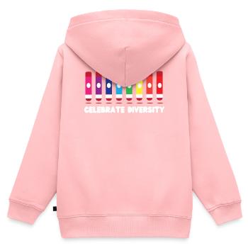 Bingo Player Celebrate Diversity - Kinder Premium Organic Zip Hoodie - Rosa - Hinten - AI Model Kid Female (0cm)