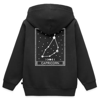 Sternzeichen Steinbock - Kinder Premium Organic Zip Hoodie - Schwarz - Hinten - AI Model Kid Male (0cm)